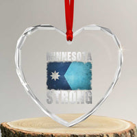 Minnesota Strong Heart Crystal Glass Ornament MN State Pride Community Resistance