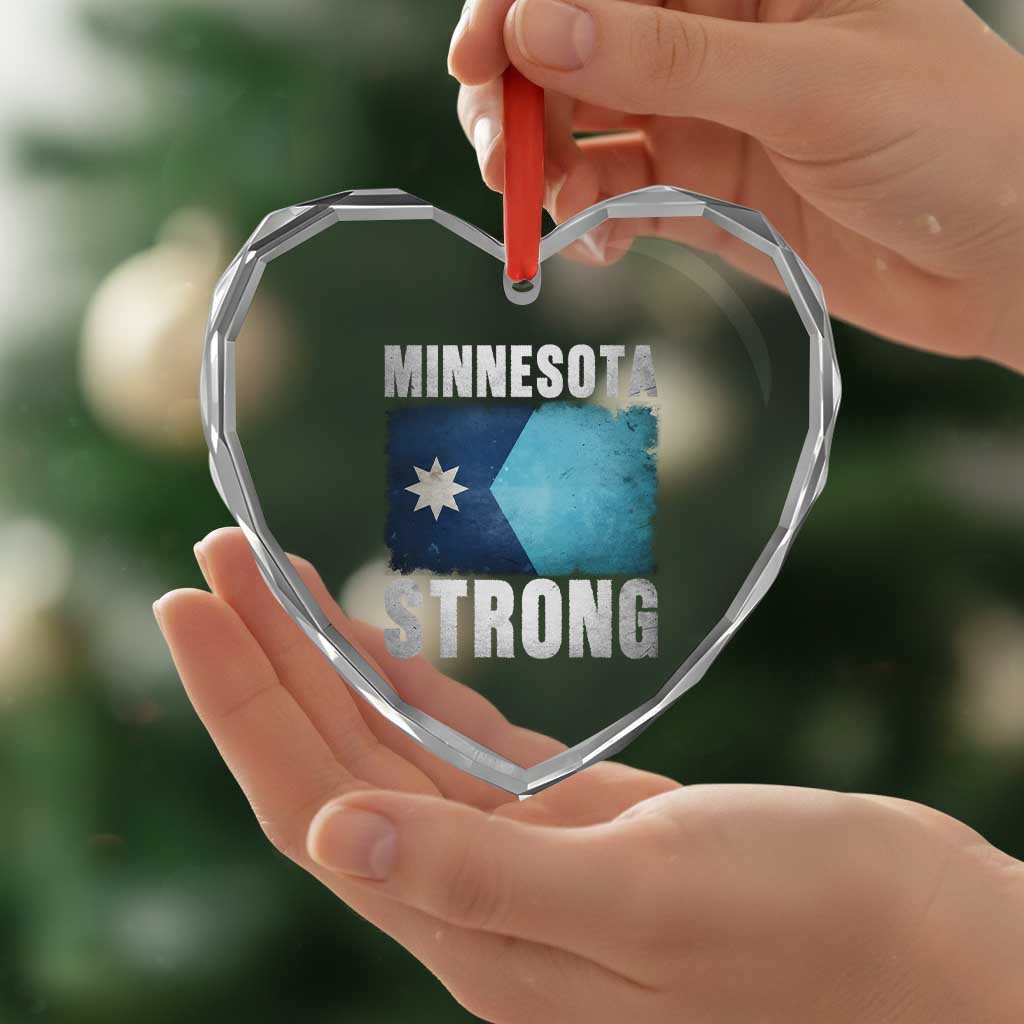 Minnesota Strong Heart Crystal Glass Ornament MN State Pride Community Resistance