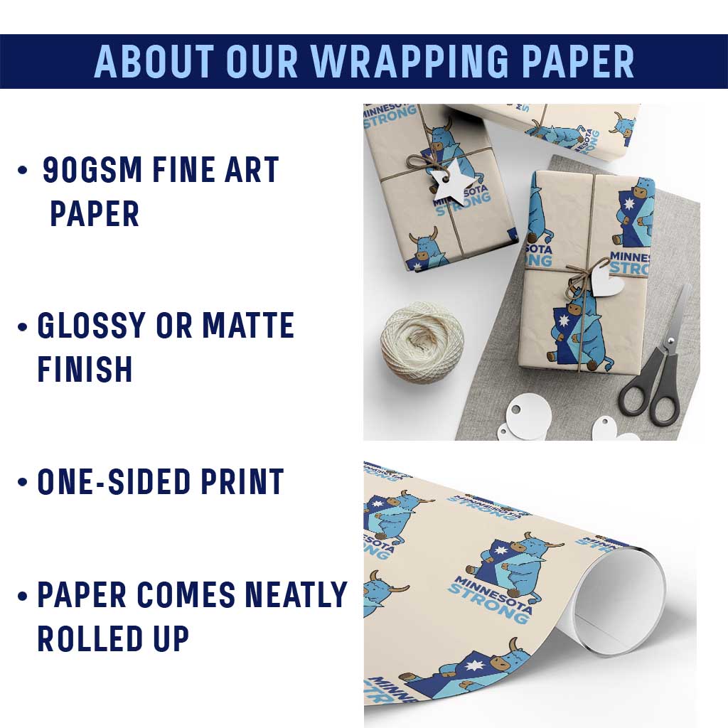 Minnesota Strong Wrapping Paper Roll Blue Ox Midwest Folklore Heritage