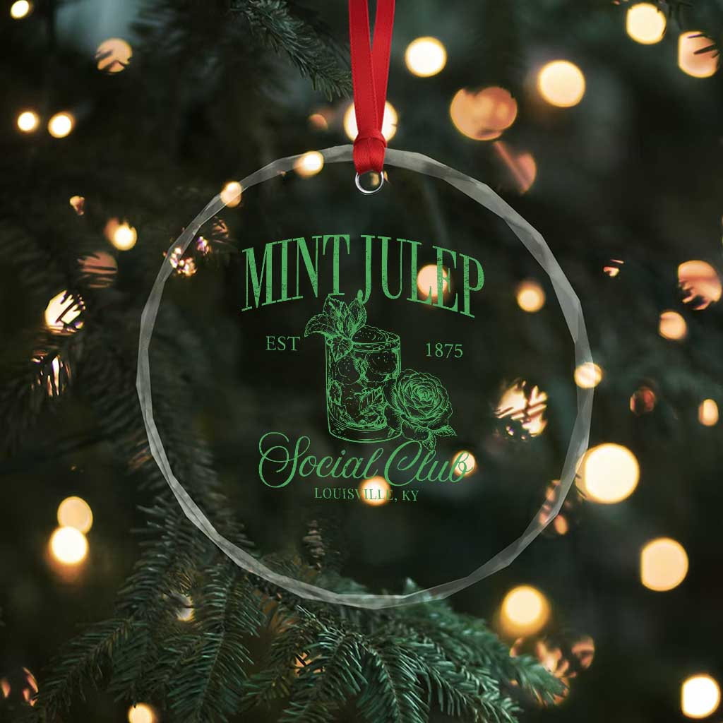 Mint Julep Social Club KY Funny Derby Cocktail Crystal Glass Ornament
