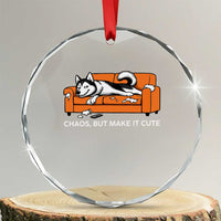 Mischievous Husky Owner Gift Crystal Glass Ornament Chaos But Make It Cute