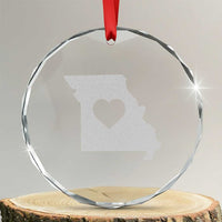 Missouri Home Distressed Missouri State Map with Heart Crystal Glass Ornament