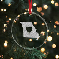 Missouri Home Distressed Missouri State Map with Heart Crystal Glass Ornament