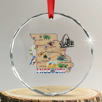 Missouri Map Landmarks Major Cities Roads Flag Crystal Glass Ornament
