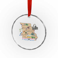 Missouri Map Landmarks Major Cities Roads Flag Crystal Glass Ornament
