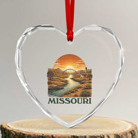 Missouri Outdoors Adventure Heart Crystal Glass Ornament The Show Me State Souvenir