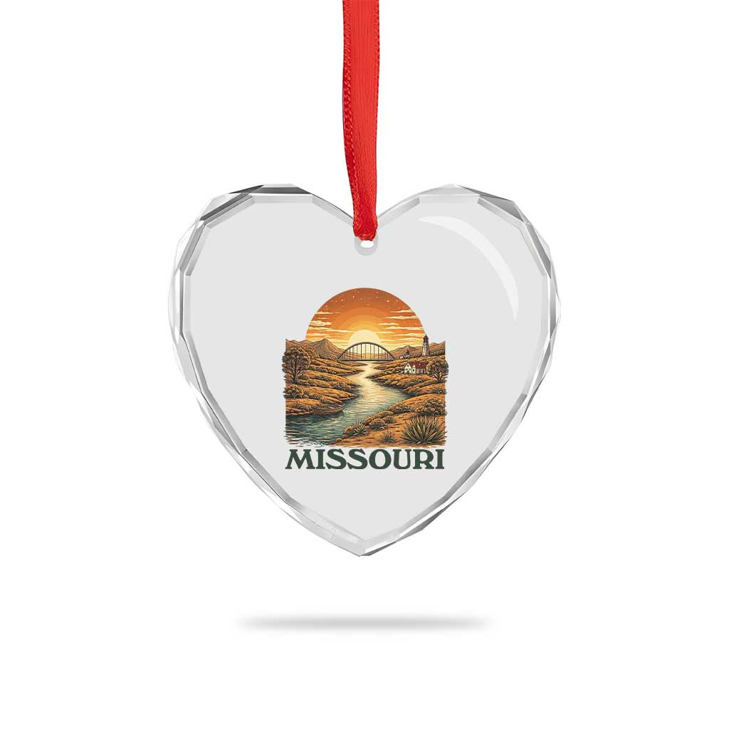 Missouri Outdoors Adventure Heart Crystal Glass Ornament The Show Me State Souvenir