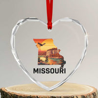 Missouri State Map Nature Travel Heart Crystal Glass Ornament The Show Me State Pride