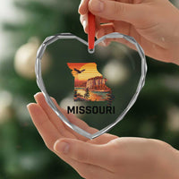 Missouri State Map Nature Travel Heart Crystal Glass Ornament The Show Me State Pride
