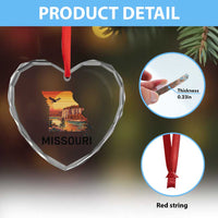 Missouri State Map Nature Travel Heart Crystal Glass Ornament The Show Me State Pride