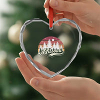 Missouri Travel Gift Heart Crystal Glass Ornament Vintage Forest River Landscape