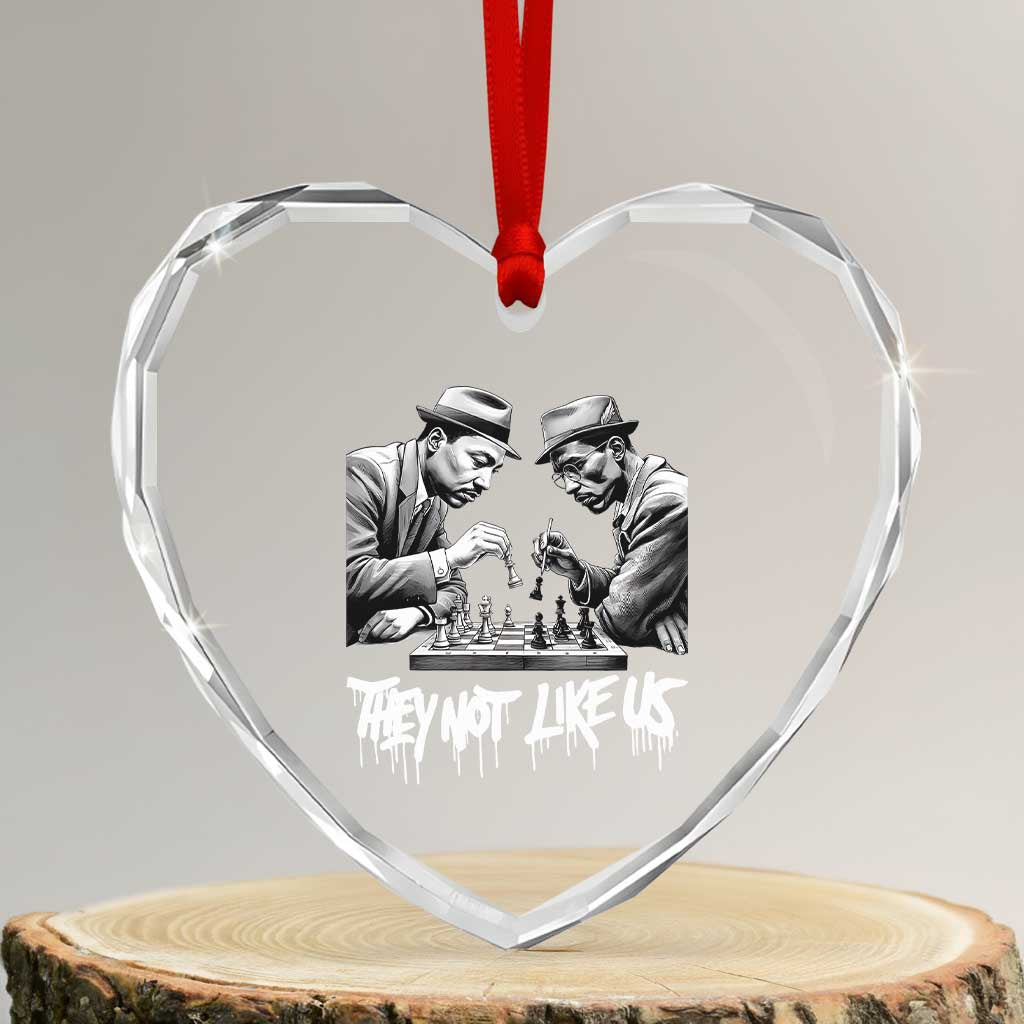 MLK And Malcolm X Heart Crystal Glass Ornament They Not Like Us African American Heritage Gift - Wonder Print Shop