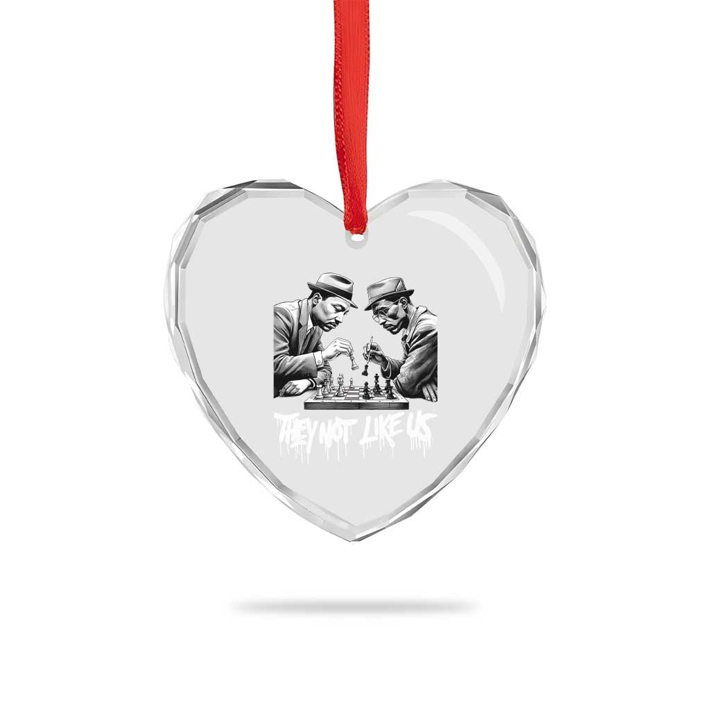 MLK And Malcolm X Heart Crystal Glass Ornament They Not Like Us African American Heritage Gift - Wonder Print Shop
