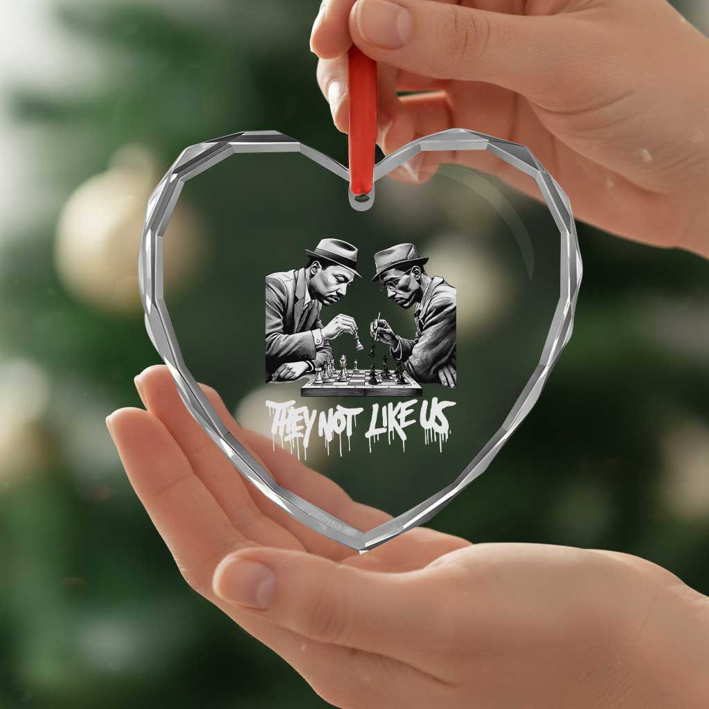 MLK And Malcolm X Heart Crystal Glass Ornament They Not Like Us African American Heritage Gift - Wonder Print Shop
