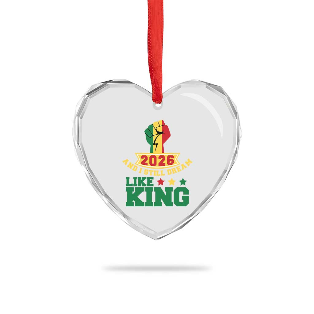 MLK Day Heart Crystal Glass Ornament 2026 And I Still Dream Like King