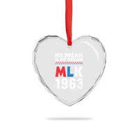 MLK His Dream Is My Dream 1963 Heart Crystal Glass Ornament