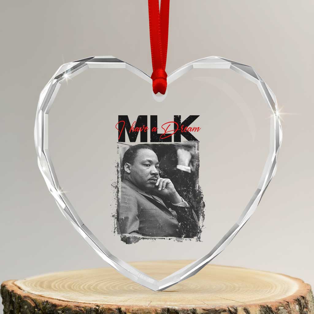 MLK I Have A Dream Heart Crystal Glass Ornament Dr Martin Luther King Jr Black History Month