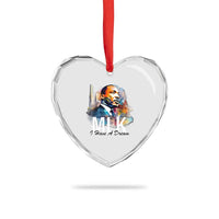 MLK I Have A Dream Heart Crystal Glass Ornament Martin Luther King Portrait Black History Month