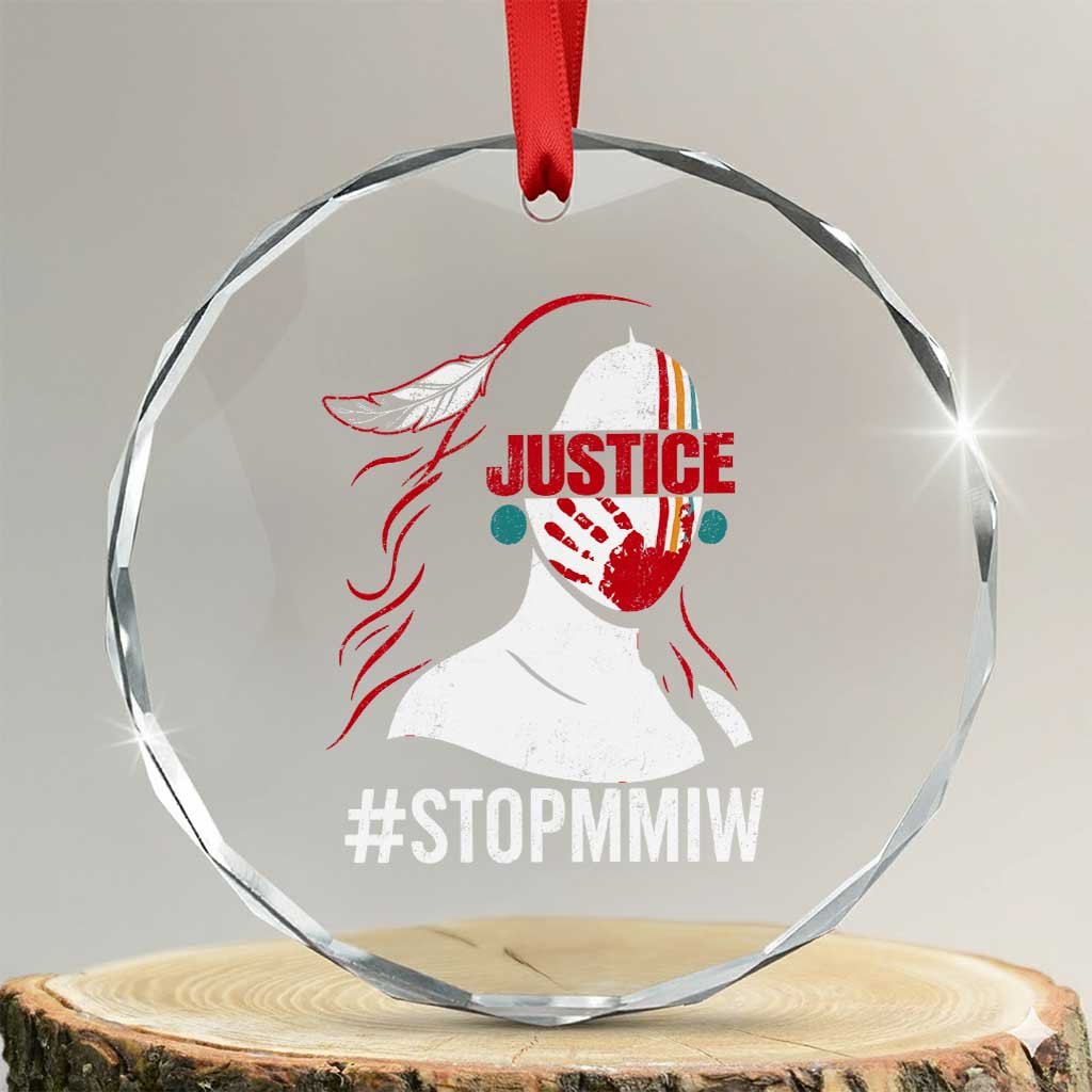 MMIW Awareness Crystal Glass Ornament Justice For Indigenous Woman Stop Stolen Sisters