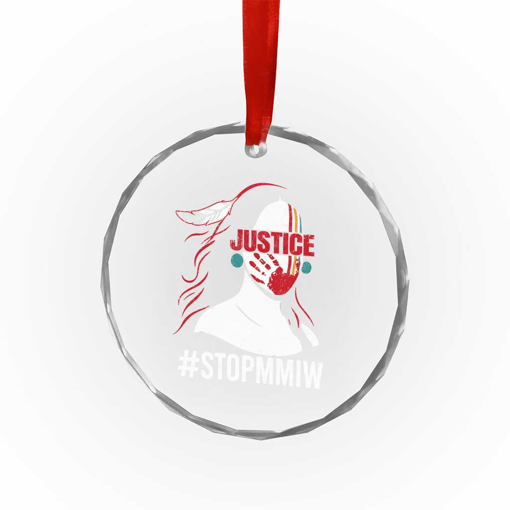 MMIW Awareness Crystal Glass Ornament Justice For Indigenous Woman Stop Stolen Sisters