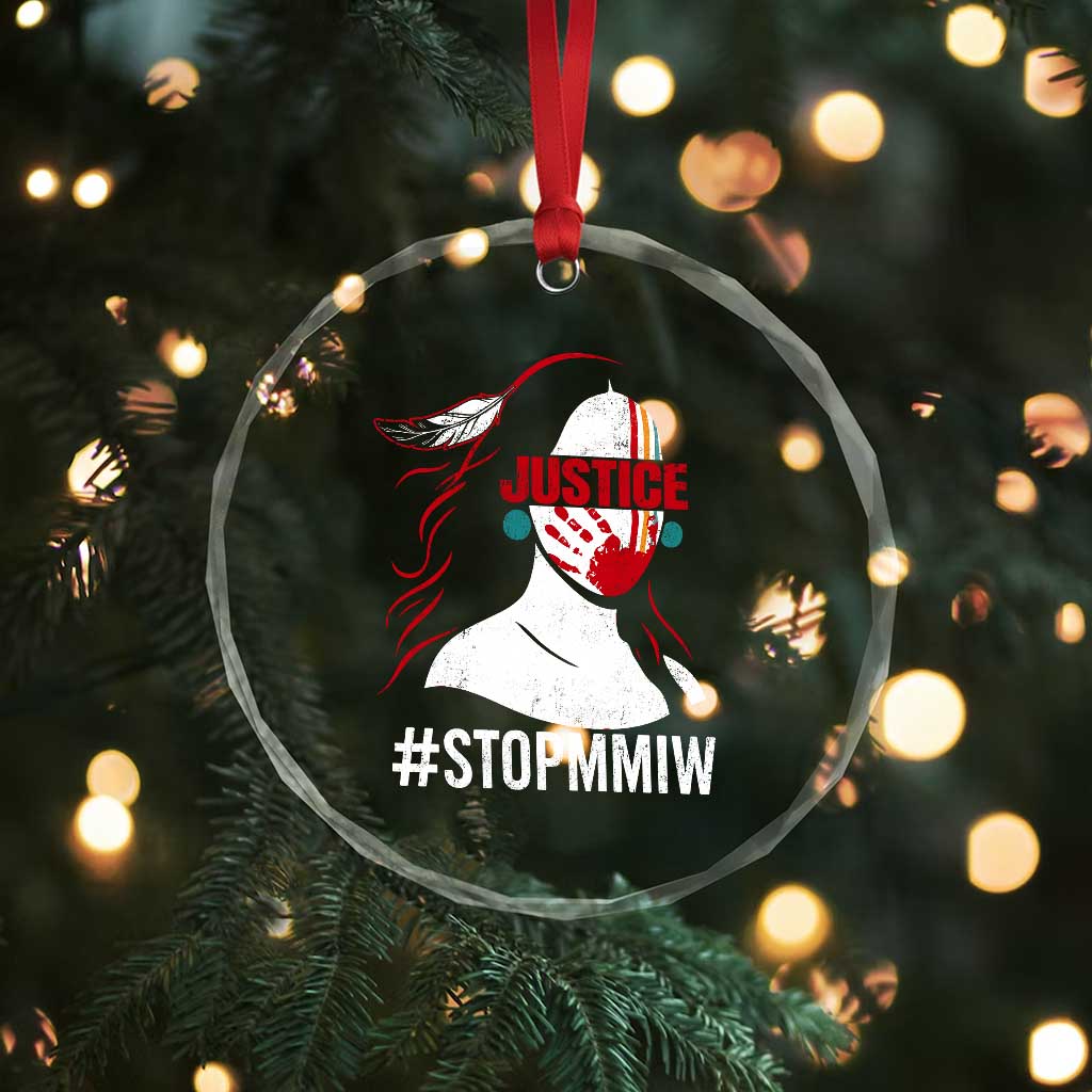 MMIW Awareness Crystal Glass Ornament Justice For Indigenous Woman Stop Stolen Sisters