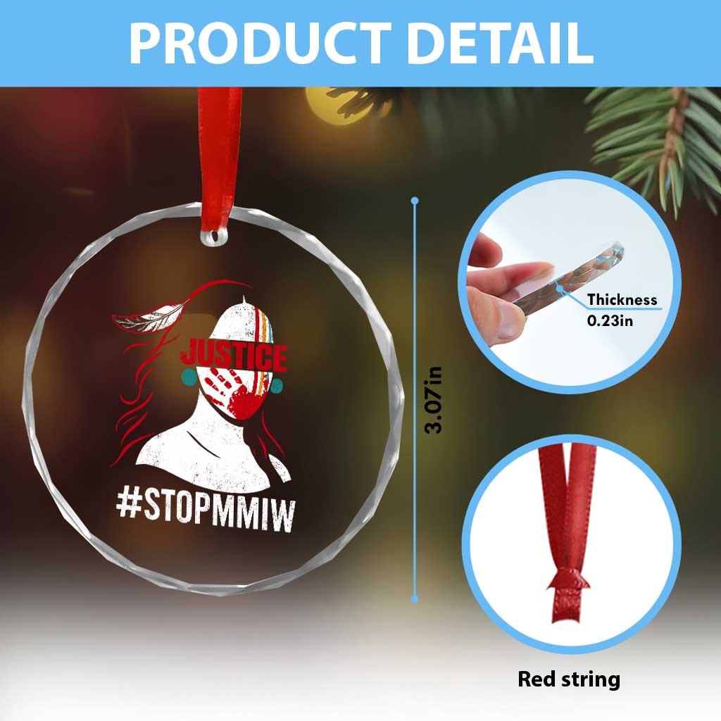 MMIW Awareness Crystal Glass Ornament Justice For Indigenous Woman Stop Stolen Sisters