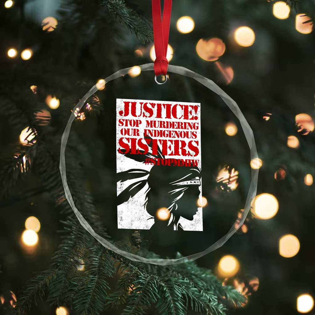 MMIW Awareness Crystal Glass Ornament Justice Stop Murdering Our Indigenous Sisters