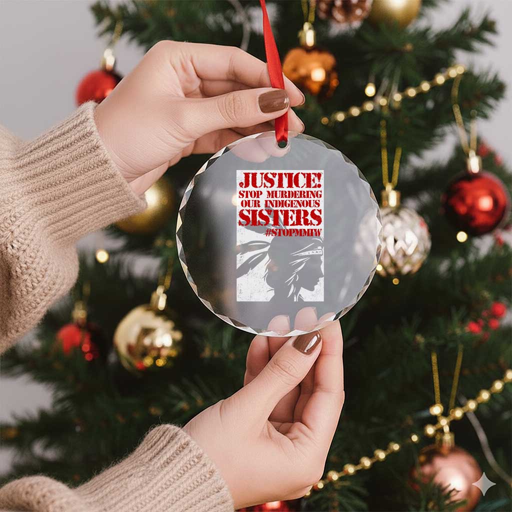 MMIW Awareness Crystal Glass Ornament Justice Stop Murdering Our Indigenous Sisters