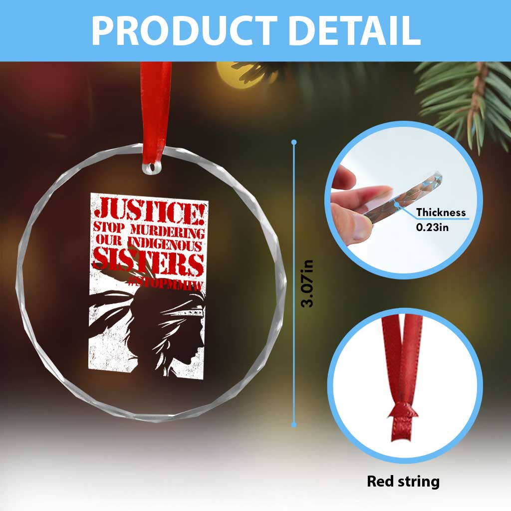 MMIW Awareness Crystal Glass Ornament Justice Stop Murdering Our Indigenous Sisters