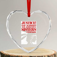 MMIW Awareness Heart Crystal Glass Ornament Justice Stop Murdering Our Indigenous Sisters