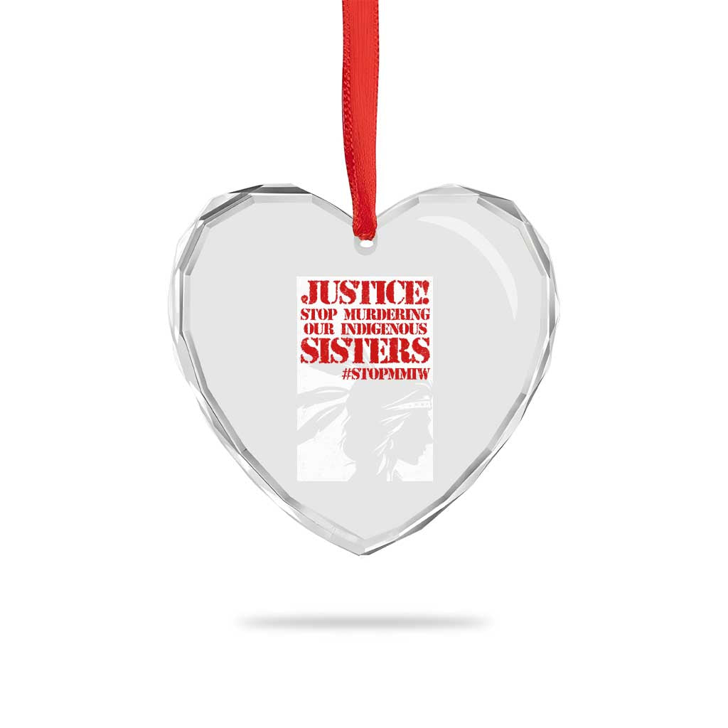 MMIW Awareness Heart Crystal Glass Ornament Justice Stop Murdering Our Indigenous Sisters