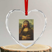 MMIW Awareness Heart Crystal Glass Ornament Mona Lisa Red Handprint Indigenous Woman Stop Stolen Sisters