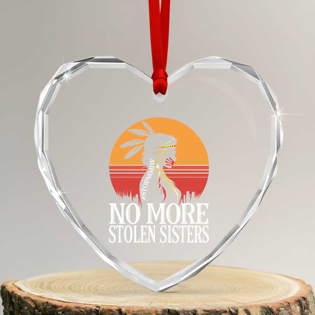 MMIW Awareness Heart Crystal Glass Ornament No More Stolen Sisters Native American Gift