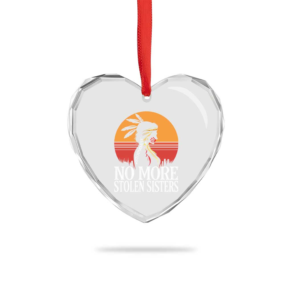 MMIW Awareness Heart Crystal Glass Ornament No More Stolen Sisters Native American Gift