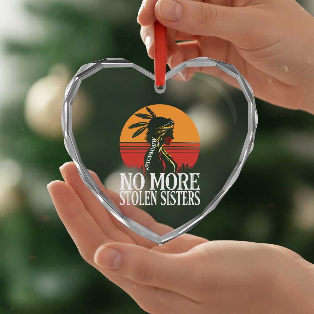 MMIW Awareness Heart Crystal Glass Ornament No More Stolen Sisters Native American Gift