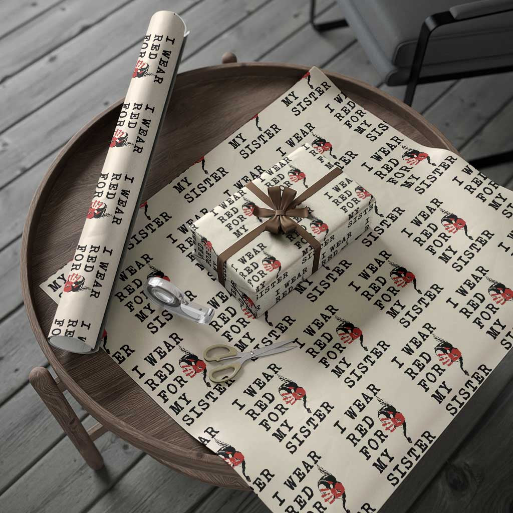 MMIW Awareness Month Native American Wrapping Paper Roll I Wear Red For My Sister