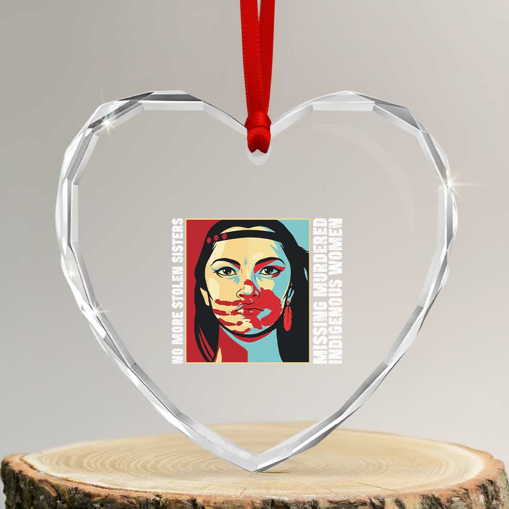 MMIW Awareness Support Heart Crystal Glass Ornament Voices For Stolen Sisters Native American