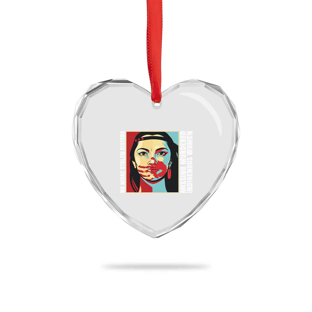 MMIW Awareness Support Heart Crystal Glass Ornament Voices For Stolen Sisters Native American