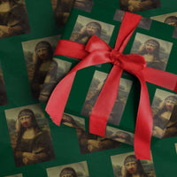 MMIW Awareness Wrapping Paper Roll Mona Lisa Red Handprint Indigenous Woman Stop Stolen Sisters