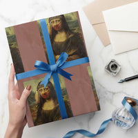 MMIW Awareness Wrapping Paper Roll Mona Lisa Red Handprint Indigenous Woman Stop Stolen Sisters