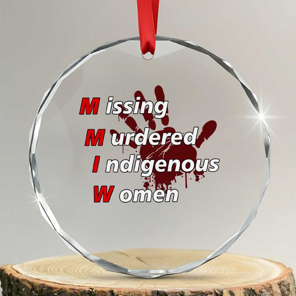 MMIW Crystal Glass Ornament Missing Murdered Indigenous Women Red Hand - Wonder Print Shop