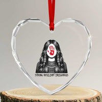 MMIW Strong Resilient Indigenous Heart Crystal Glass Ornament Stand With Native Women Support