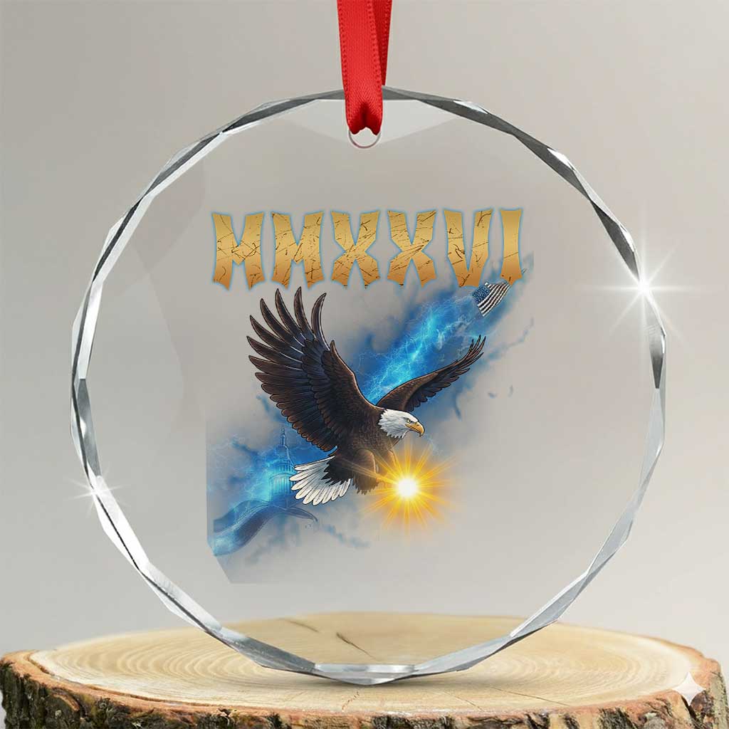 MMXXVI 2026 Eagle Crystal Glass Ornament Epic Patriotic Capitol Flag USA 250th Anniversary - Wonder Print Shop
