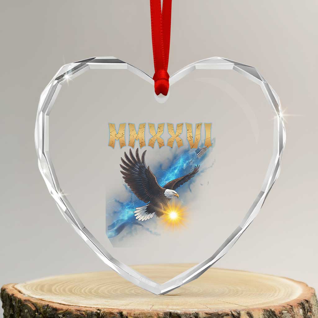 MMXXVI 2026 Eagle Heart Crystal Glass Ornament Epic Patriotic Capitol Flag USA 250th Anniversary - Wonder Print Shop
