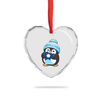 MN Strong Cute Penguin Heart Crystal Glass Ornament Minnesota State Pride Gift