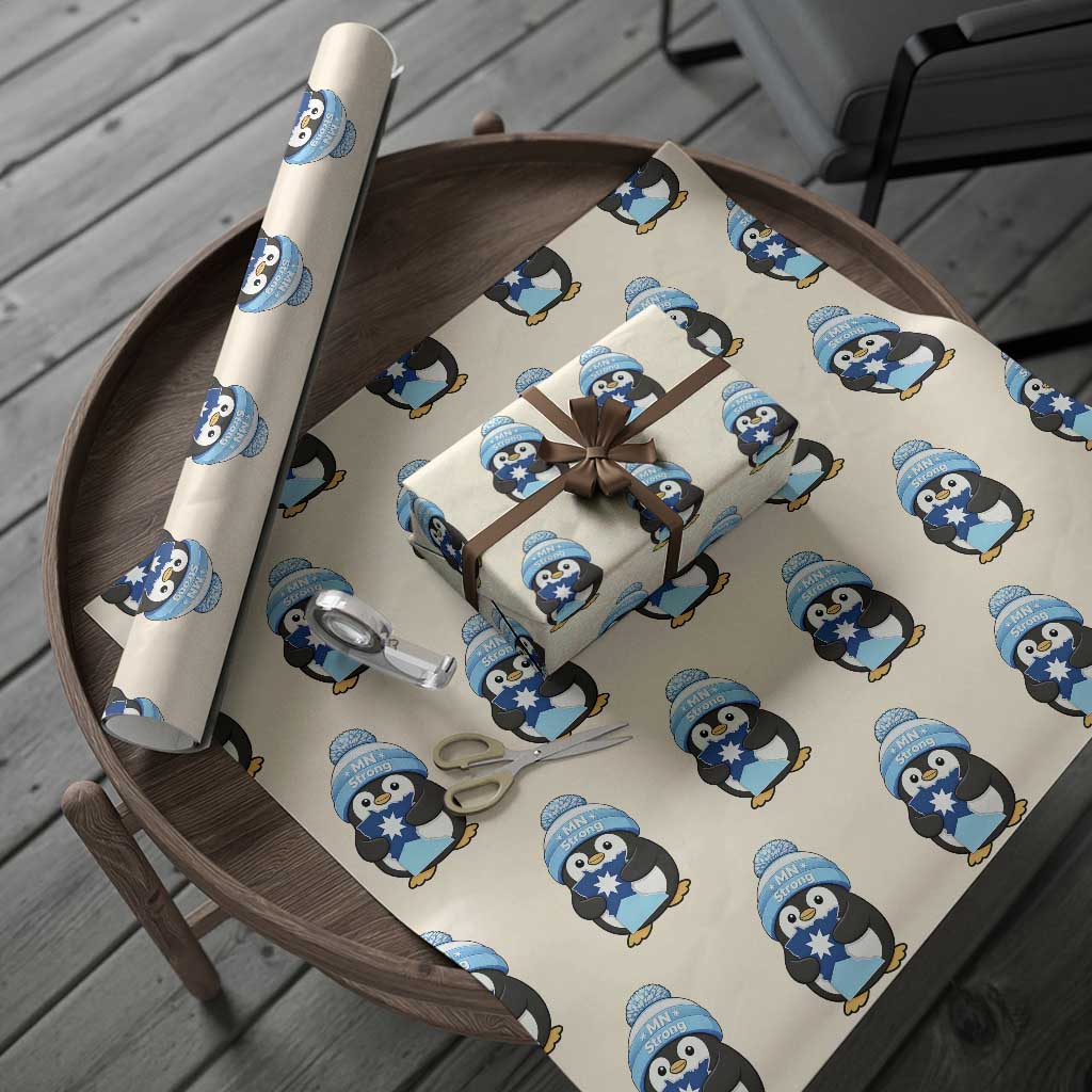 MN Strong Cute Penguin Wrapping Paper Roll Minnesota State Pride Gift