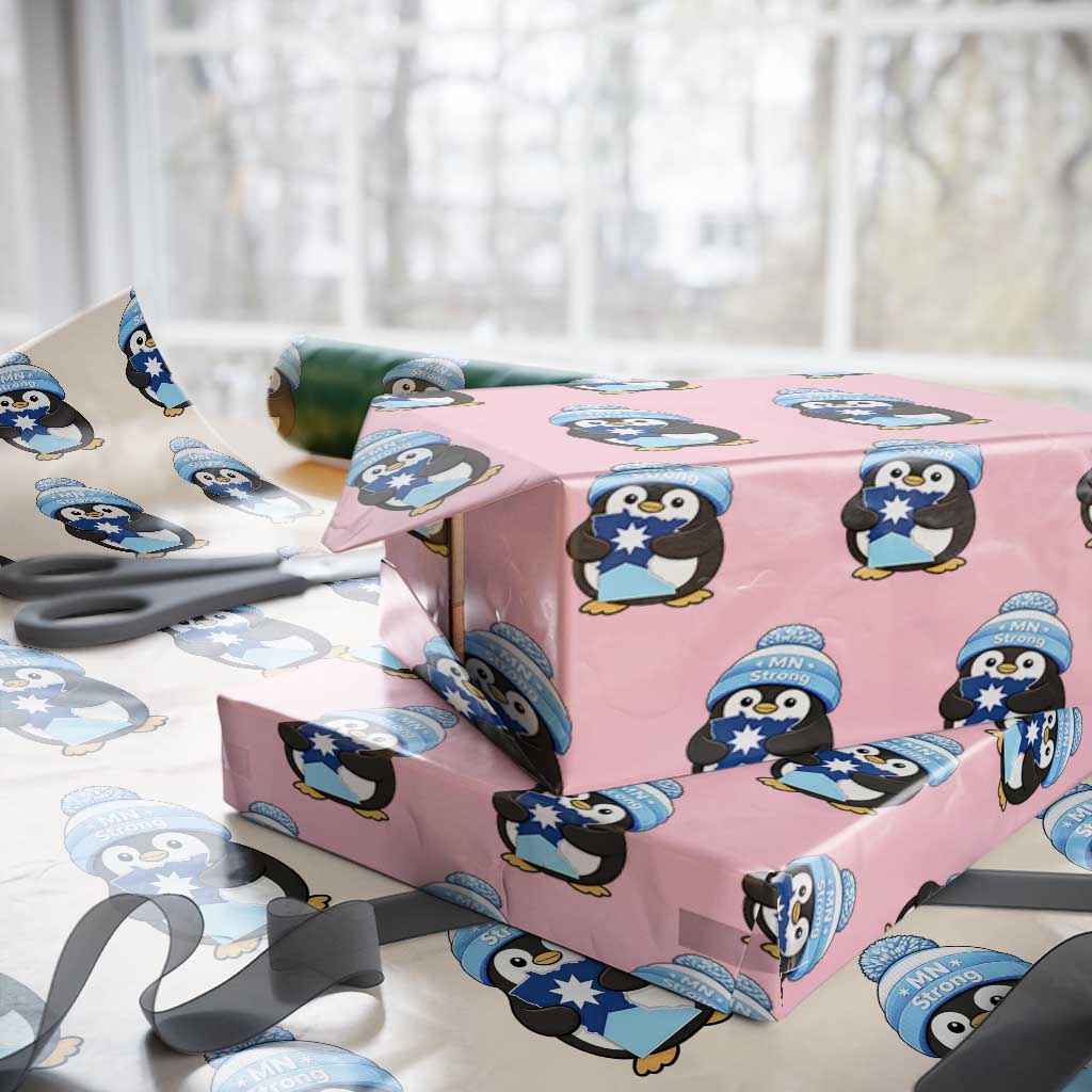 MN Strong Cute Penguin Wrapping Paper Roll Minnesota State Pride Gift