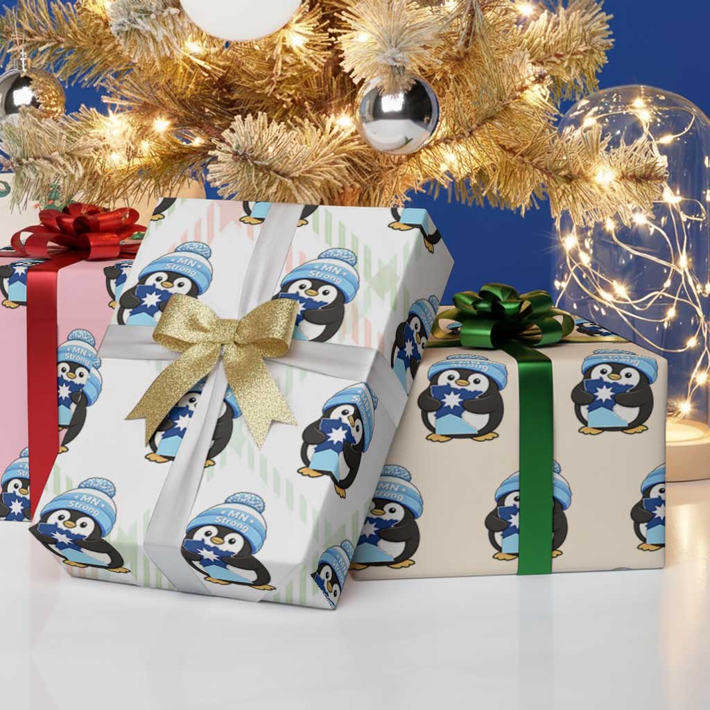 MN Strong Cute Penguin Wrapping Paper Roll Minnesota State Pride Gift