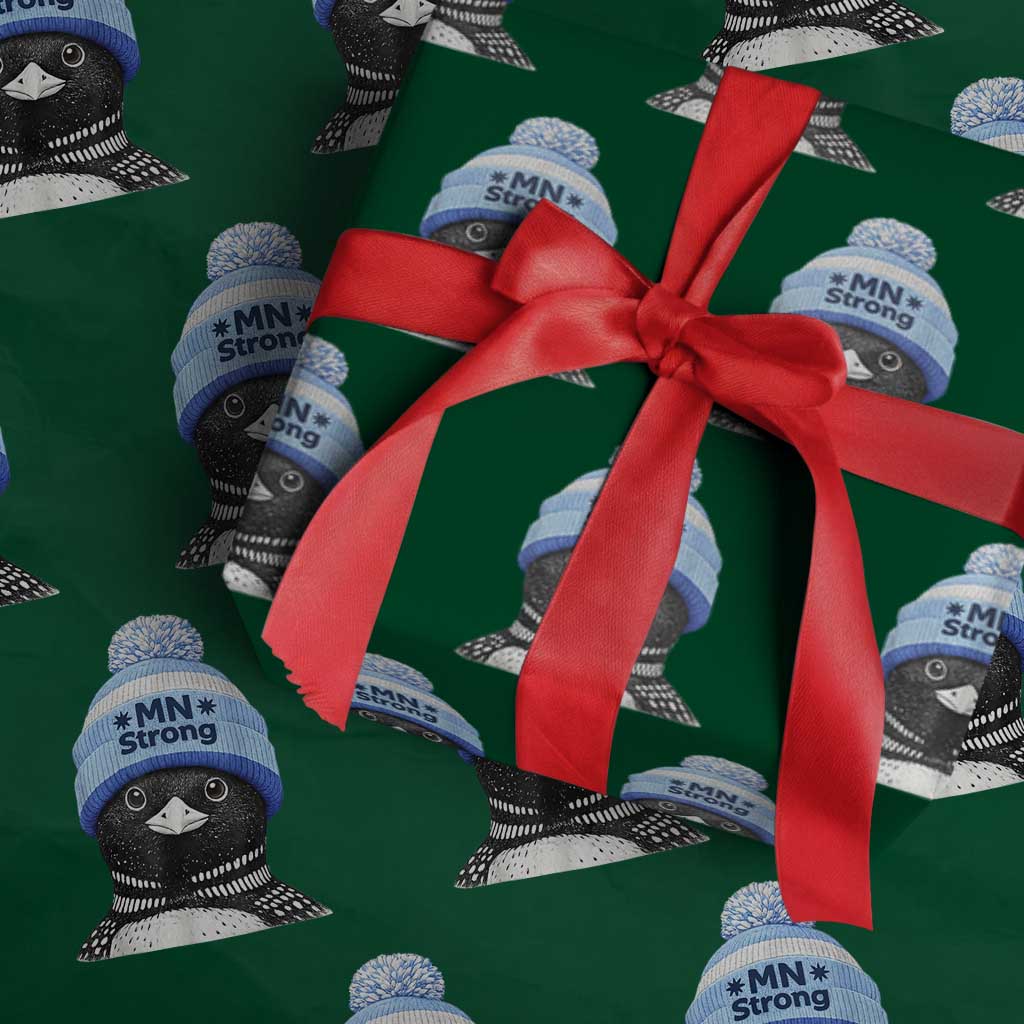 MN Strong Winter Loon with Blue Beanie Wrapping Paper Roll Stand with Minnesota Justice Protest