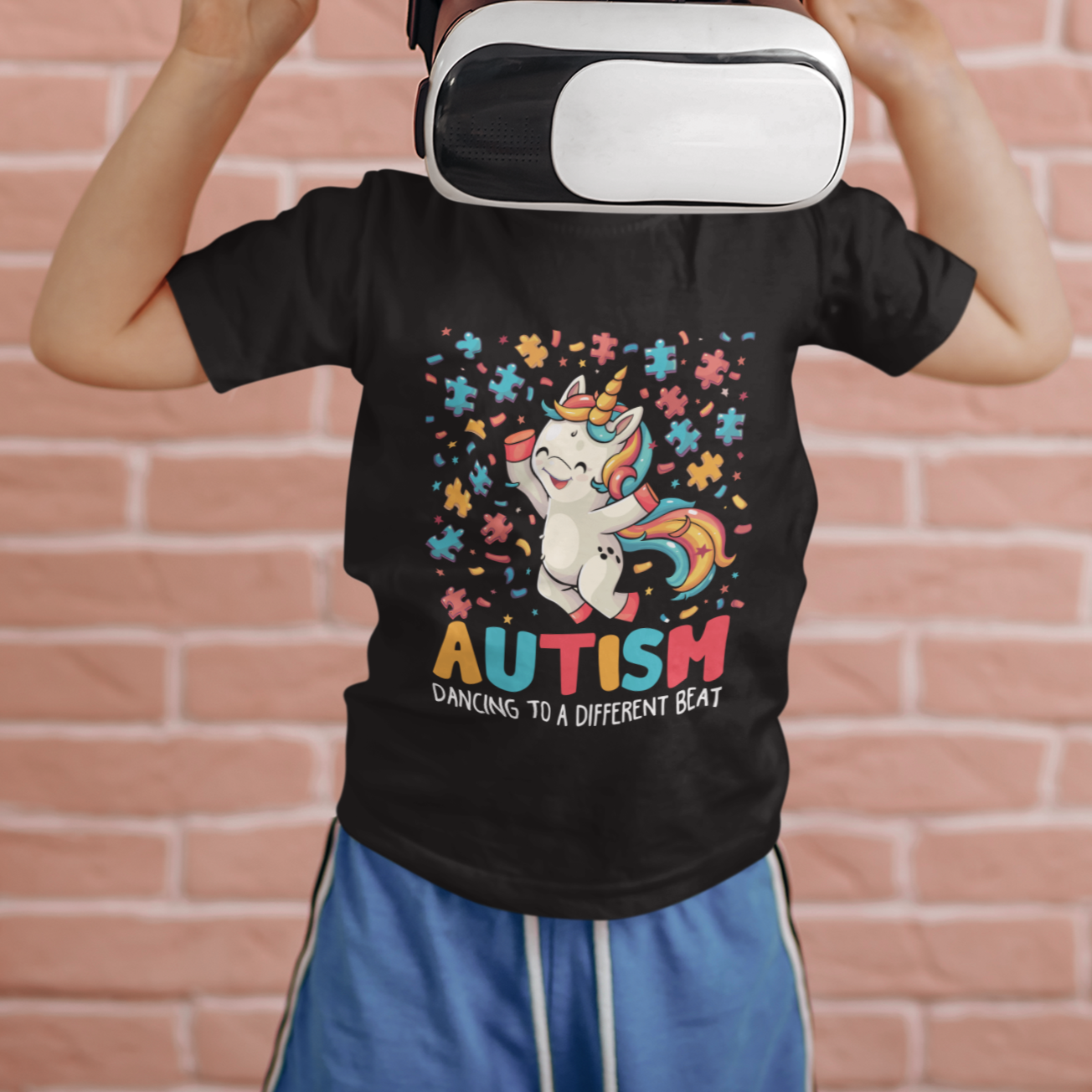 Autism Awareness T Shirt For Kid Puzzle Unicorn Dancing To A Different Beat - Wonder Print Shop